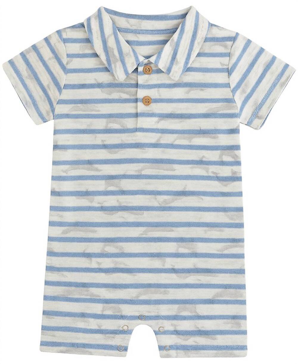 NEW ME & HENRY boys drifted printed romper in blue multi